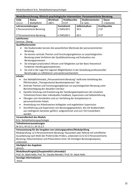 Modulhandbuch B.Sc. Rehabilitationspsychologie - Hochschule ...