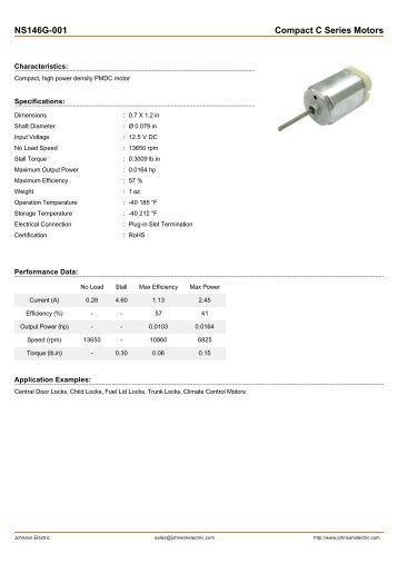 NS146G-001 Compact C Series Motors - Johnson Electric