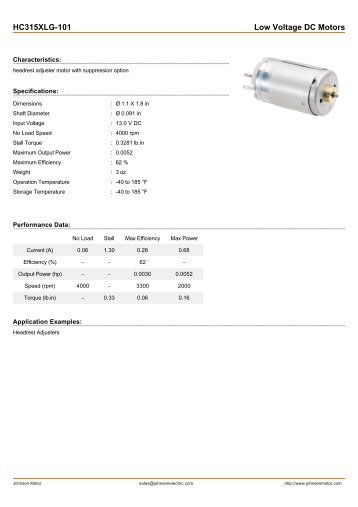 HC315XLG-101 Low Voltage DC Motors - Johnson Electric