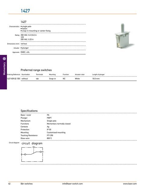 1427 Preferred range switches Specifications - Johnson Electric