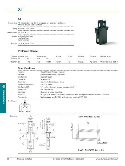 1427 Preferred range switches Specifications - Johnson Electric