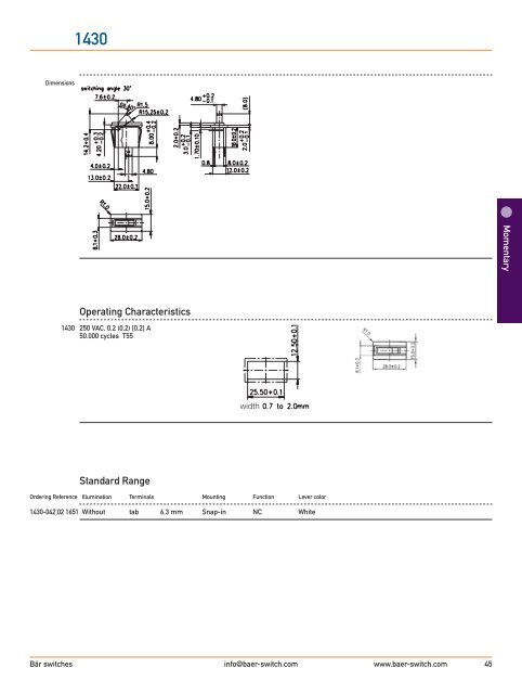 1427 Preferred range switches Specifications - Johnson Electric