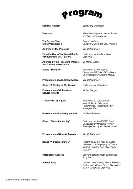 1999-awards-night-program - Kelvin Grove State College