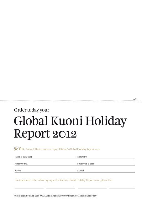 Kuoni's Global Holiday Report (english) PDF Ã¢ÂÂ¢ 3.15 MB