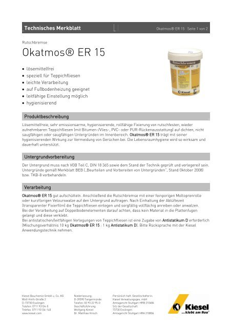Okatmos ER 15_de.pdf - Kiesel Bauchemie GmbH & Co.KG