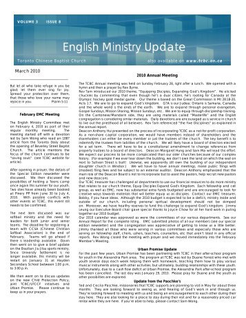 English Ministry Update