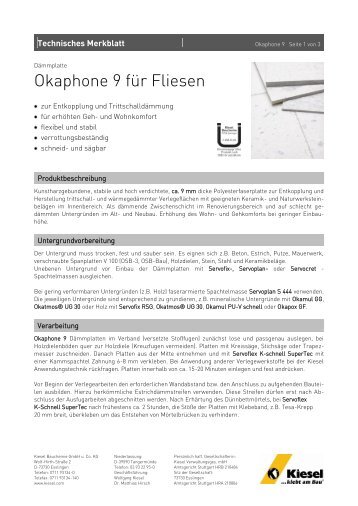 Okaphone 9 für Fliesen_de.pdf - Kiesel Bauchemie GmbH & Co.KG