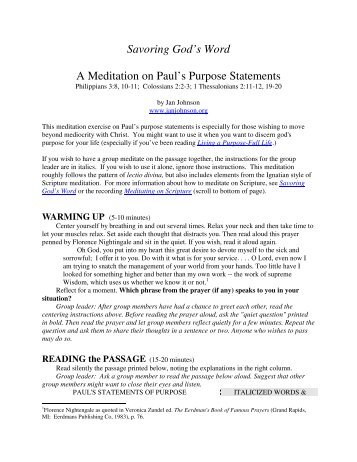 A Meditation on Paul’s Purpose Statements