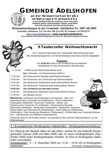 2.) Evangelischer Kindergarten Adelshofen - Kindergartenanmeldung