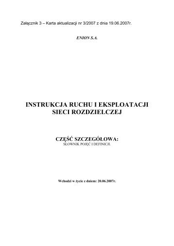 instrukcja ruchu i eksploatacji sieci rozdzielczej - Tauron Dystrybucja