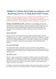 Phillip Fry Debuts Bad Faith Investigative and Reporting Service To Help Bad Faith Victims