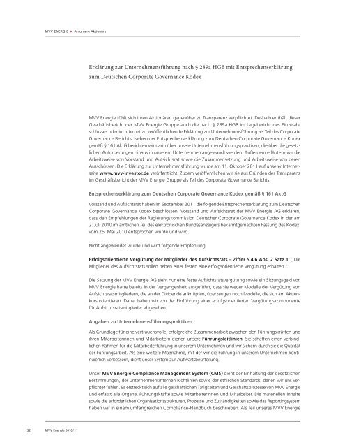 Geschäftsbericht 2010/11 - MVV Investor