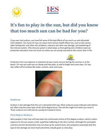 It's fun to play in the sun, but did you know that too much sun can be ...