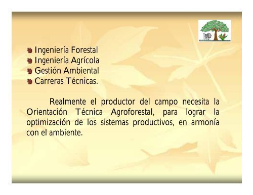 Ponencia Experiencias y Potencial de la Agroforestería