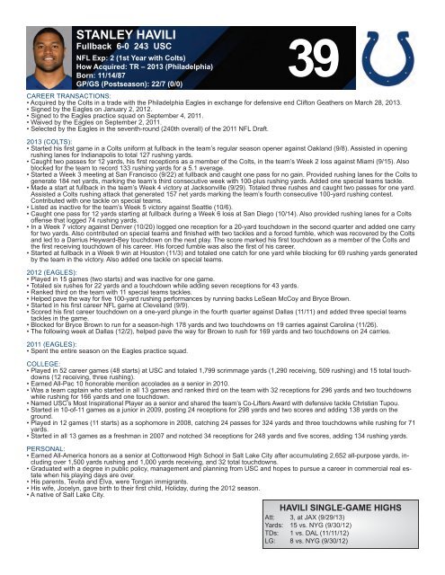 INDIANAPOLIS COLTS WEEKLY PRESS RELEASE