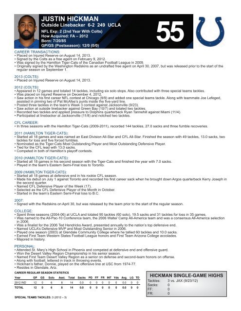 INDIANAPOLIS COLTS WEEKLY PRESS RELEASE