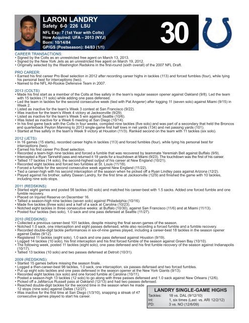 INDIANAPOLIS COLTS WEEKLY PRESS RELEASE