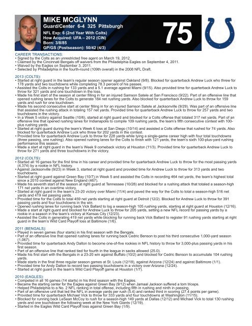 INDIANAPOLIS COLTS WEEKLY PRESS RELEASE