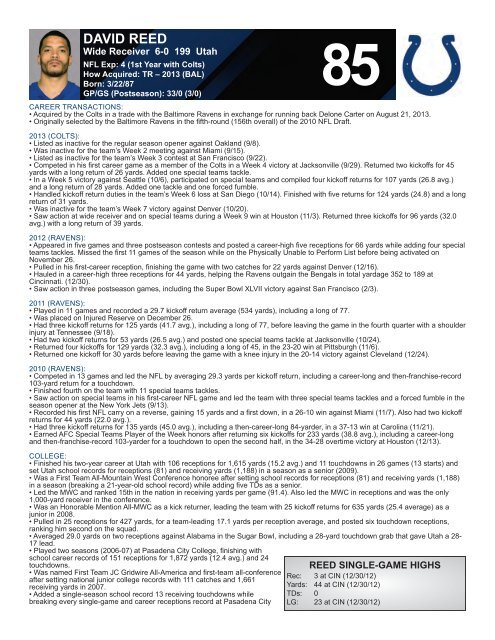 INDIANAPOLIS COLTS WEEKLY PRESS RELEASE