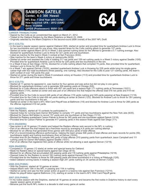 INDIANAPOLIS COLTS WEEKLY PRESS RELEASE