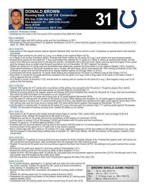 INDIANAPOLIS COLTS WEEKLY PRESS RELEASE