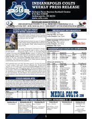 INDIANAPOLIS COLTS WEEKLY PRESS RELEASE