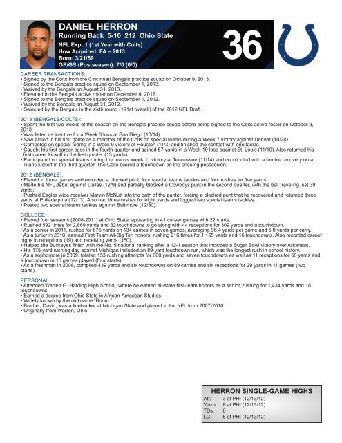 INDIANAPOLIS COLTS WEEKLY PRESS RELEASE