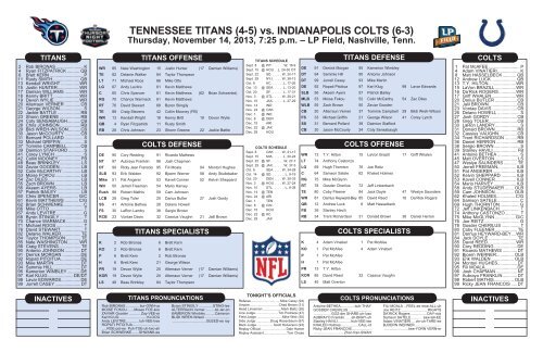 INDIANAPOLIS COLTS WEEKLY PRESS RELEASE