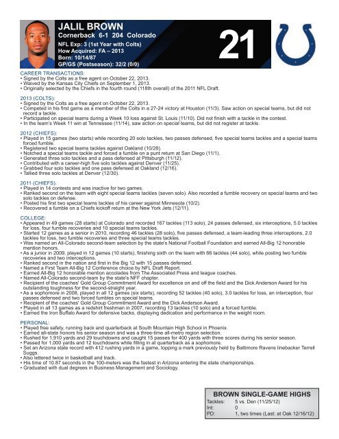 INDIANAPOLIS COLTS WEEKLY PRESS RELEASE