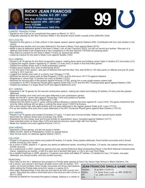 INDIANAPOLIS COLTS WEEKLY PRESS RELEASE