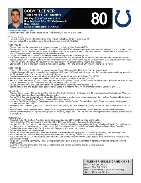 INDIANAPOLIS COLTS WEEKLY PRESS RELEASE