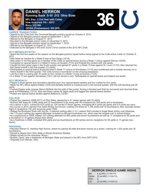 INDIANAPOLIS COLTS WEEKLY PRESS RELEASE