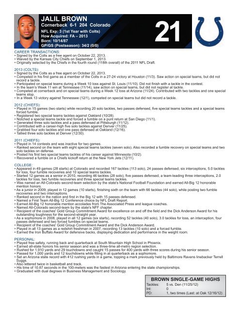 INDIANAPOLIS COLTS WEEKLY PRESS RELEASE