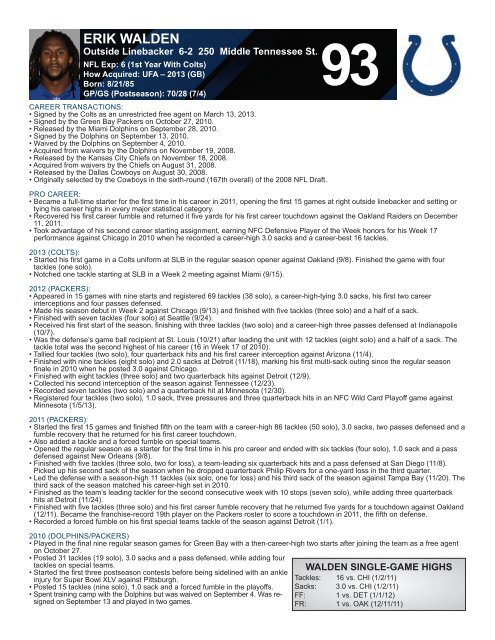 INDIANAPOLIS COLTS WEEKLY PRESS RELEASE