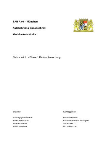 Phase 1 Basisuntersuchung - Autobahndirektion Südbayern