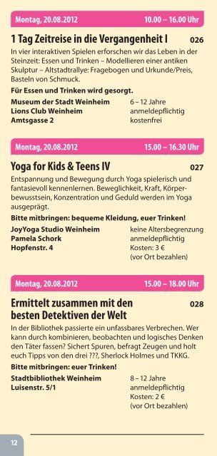 Programm Ferienspiele 2012 - Wing Tai