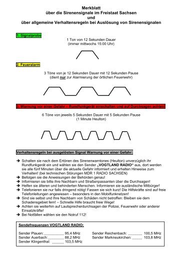 Merkblatt Sirenensignale