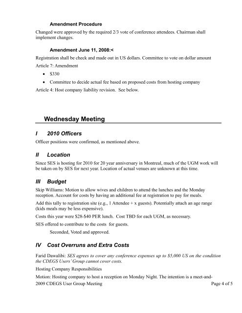 2009 CDEGS UG Meeting Minutes