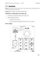 Lab 1 Introduction Preliminary considerations and safety tips Power supply