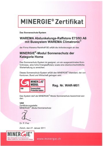 MINERGIE® Zertifikat - Warema