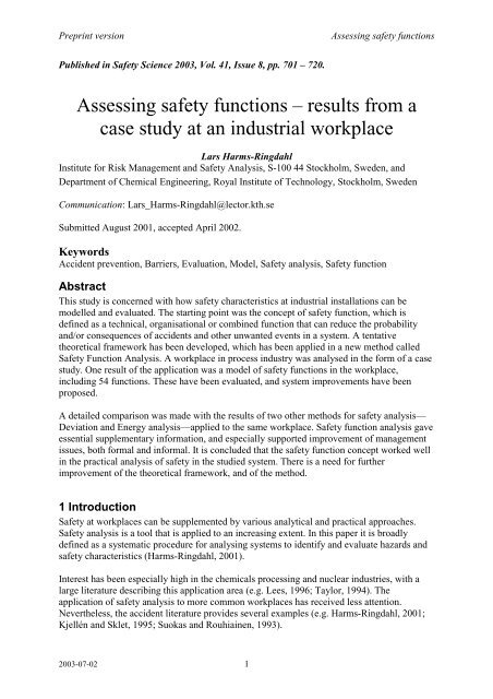 health and safety case study examples