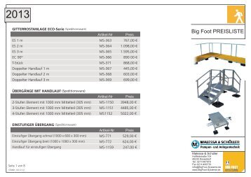 Big Foot PREISLISTE - Big Foot Systems