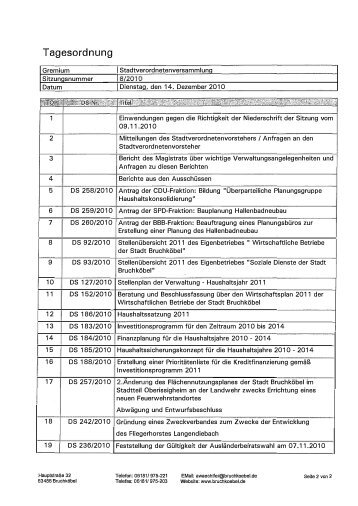 Tagesordnung - FDP BruchkÃ¶bel