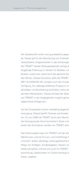 TRIMET-Chronologie Geschäftsjahr 2004/2005 - Trimet Aluminium AG