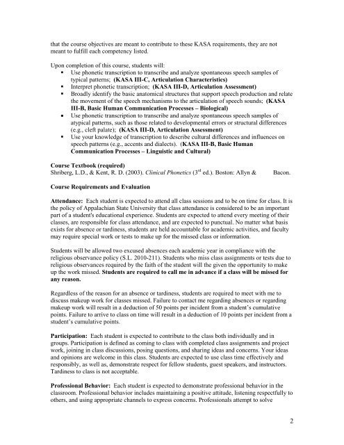 CSD 2361 - Communication Sciences and Disorders - Appalachian ...