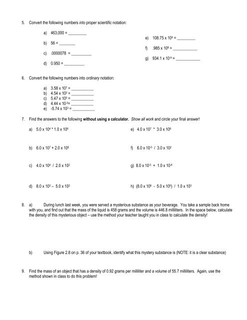 Unit 1 Test Review Honors - Monona Grove Schools