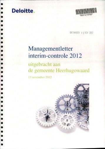 Managementletter interim-controle 2012 - Gemeente Heerhugowaard