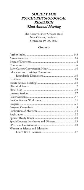 the 2012 Final Program - Society for Psychophysiological Research