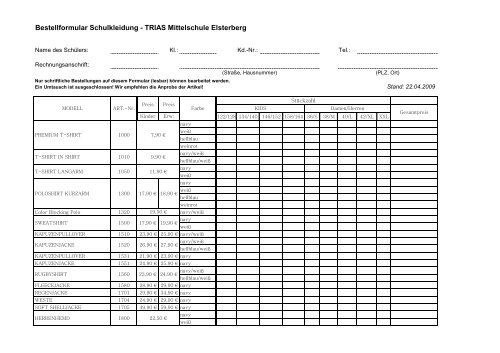 Bestellformular Schulkleidung - TRIAS ... - Saxony International School