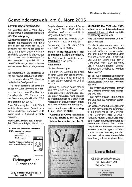 Gemeindezeitung 2005/1 - Mistelbach